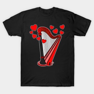 Harp Wedding Harpist Valentines T-Shirt